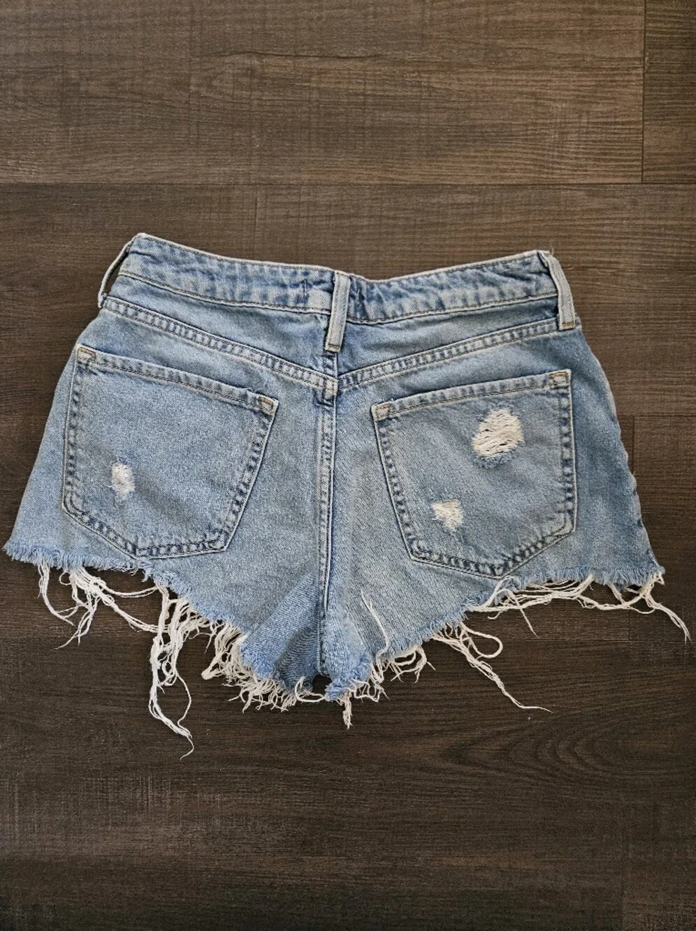 Forever 21 Light Blue Distressed Denim Cutoff Shorts